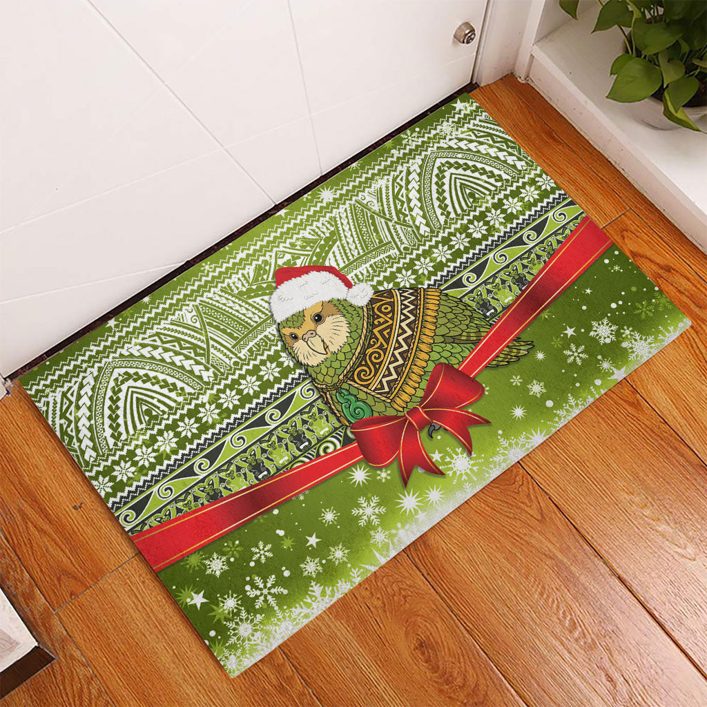 New Zealand Kakapo Christmas Rubber Doormat Maori Inspired Knitted Patterns LT9 - Polynesian Pride