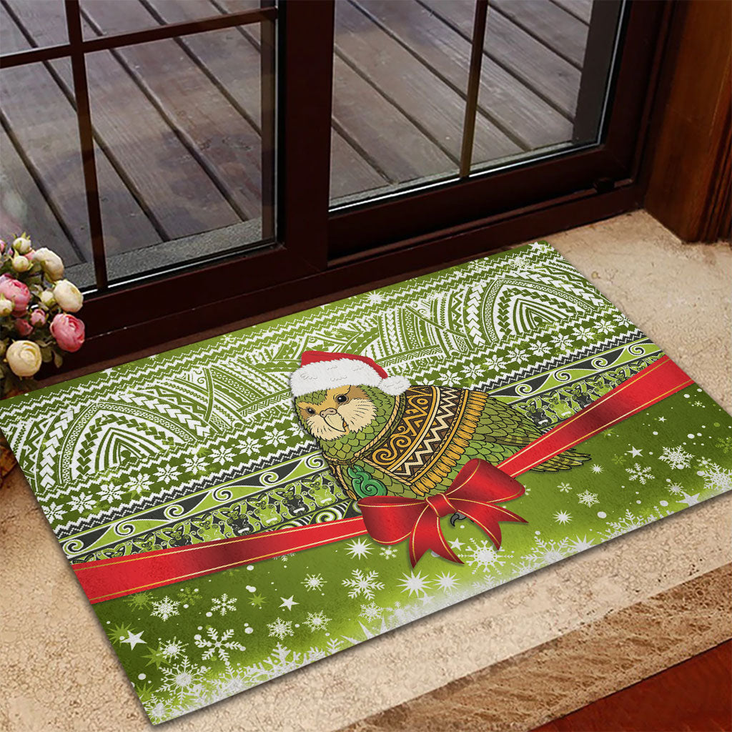 New Zealand Kakapo Christmas Rubber Doormat Maori Inspired Knitted Patterns LT9 - Polynesian Pride