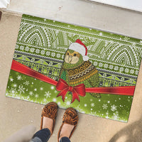 New Zealand Kakapo Christmas Rubber Doormat Maori Inspired Knitted Patterns LT9 - Polynesian Pride
