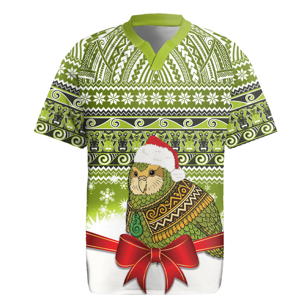 New Zealand Kakapo Christmas Rugby Jersey Maori Inspired Knitted Patterns LT9 Green - Polynesian Pride
