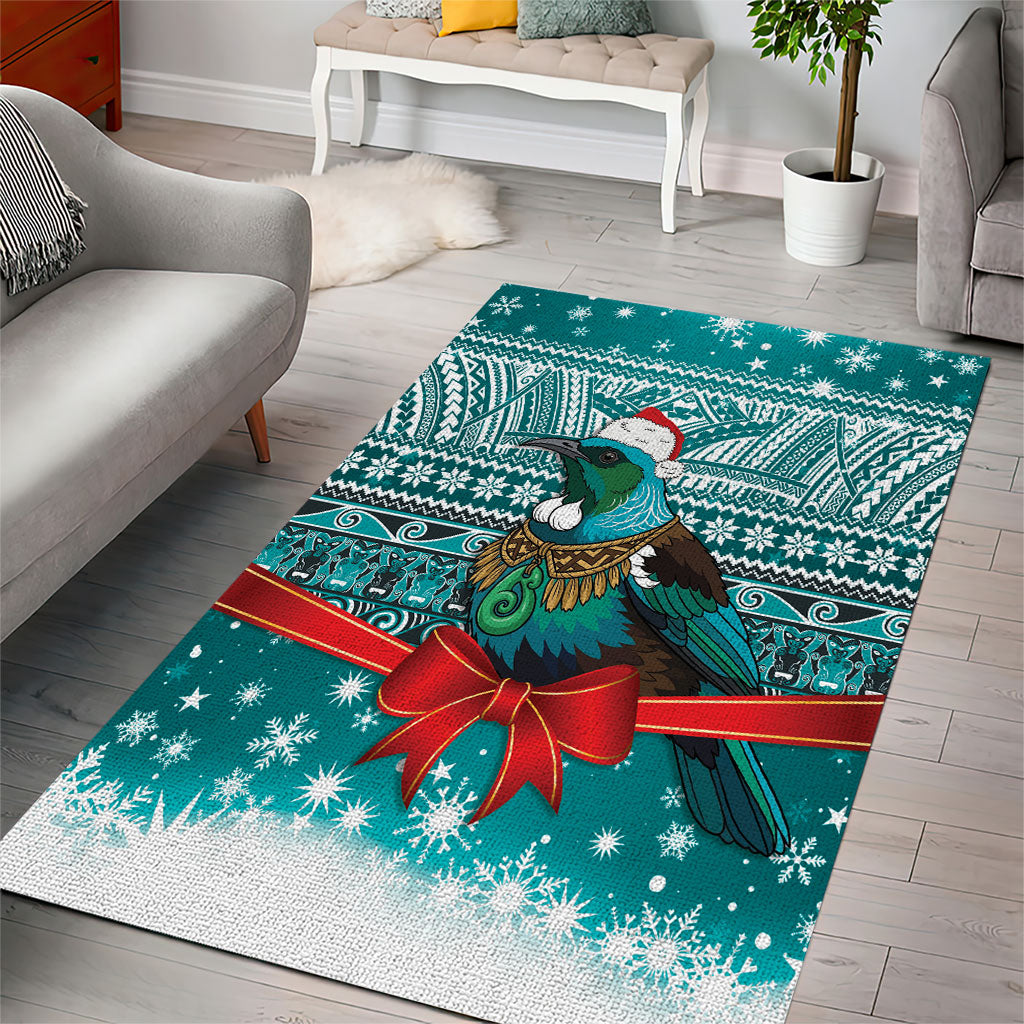 New Zealand Tui Bird Christmas Area Rug Maori Inspired Knitted Patterns LT9 - Polynesian Pride