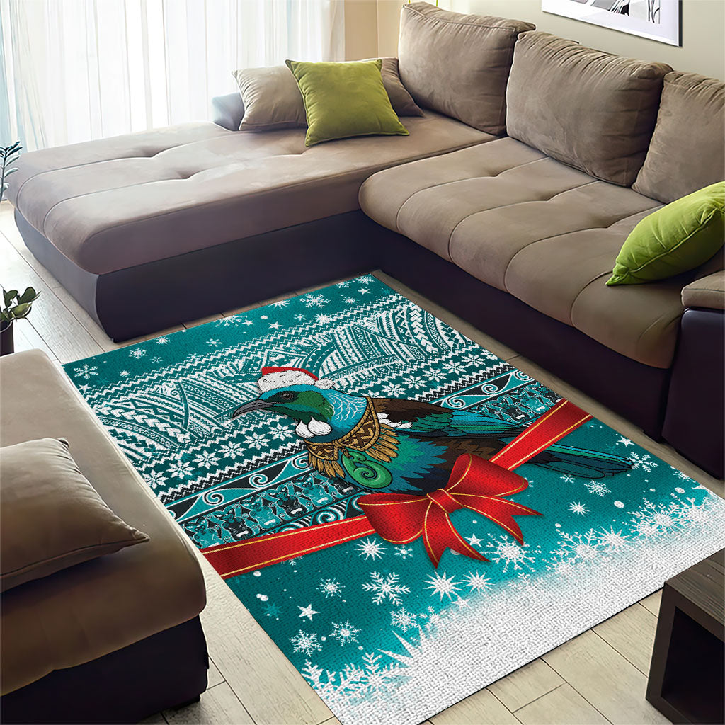 New Zealand Tui Bird Christmas Area Rug Maori Inspired Knitted Patterns LT9 - Polynesian Pride