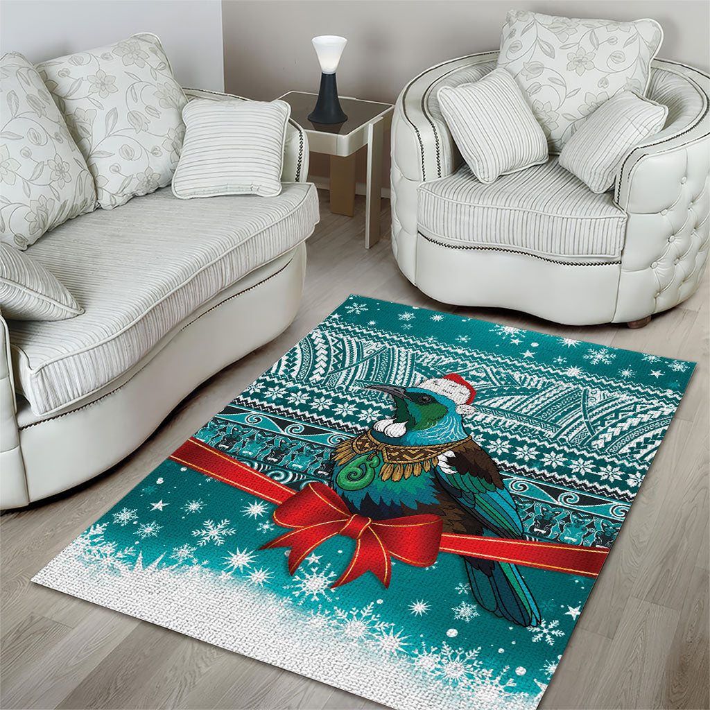 New Zealand Tui Bird Christmas Area Rug Maori Inspired Knitted Patterns LT9 - Polynesian Pride