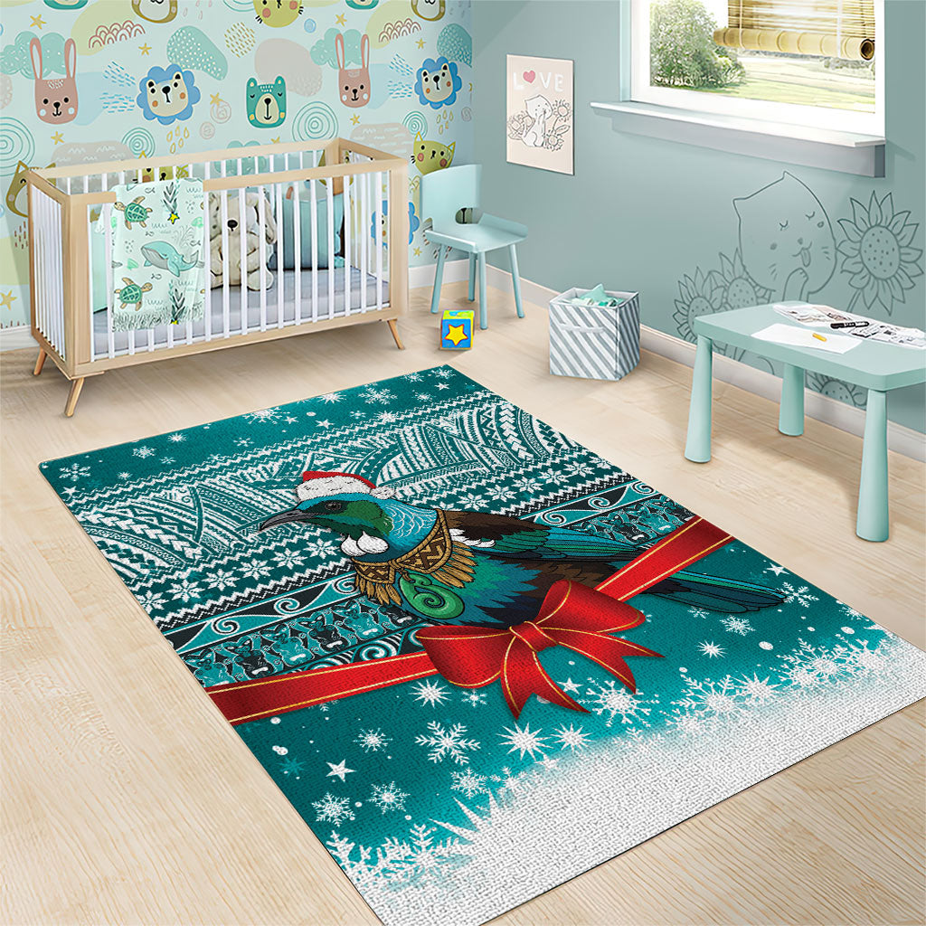 New Zealand Tui Bird Christmas Area Rug Maori Inspired Knitted Patterns LT9 - Polynesian Pride