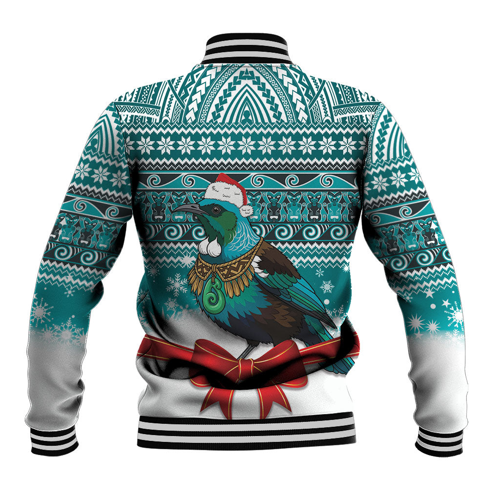 New Zealand Tui Bird Christmas Baseball Jacket Maori Inspired Knitted Patterns LT9 - Polynesian Pride