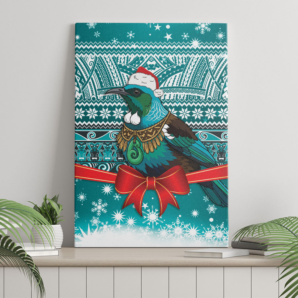 New Zealand Tui Bird Christmas Canvas Wall Art Maori Inspired Knitted Patterns LT9 - Polynesian Pride
