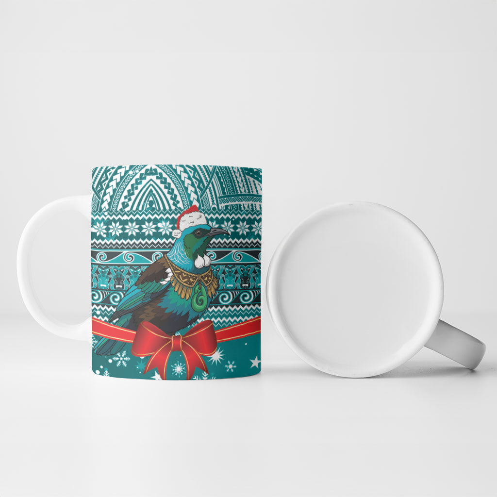 New Zealand Tui Bird Christmas Ceramic Mug Maori Inspired Knitted Patterns LT9 - Polynesian Pride