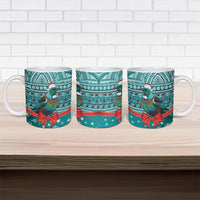 New Zealand Tui Bird Christmas Ceramic Mug Maori Inspired Knitted Patterns LT9 - Polynesian Pride