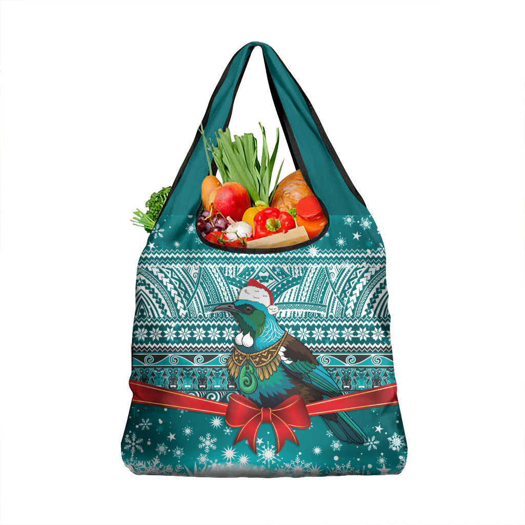 New Zealand Tui Bird Christmas Grocery Bag Maori Inspired Knitted Patterns