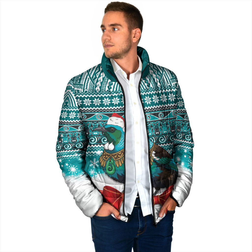 New Zealand Tui Bird Christmas Padded Jacket Maori Inspired Knitted Patterns LT9 - Polynesian Pride