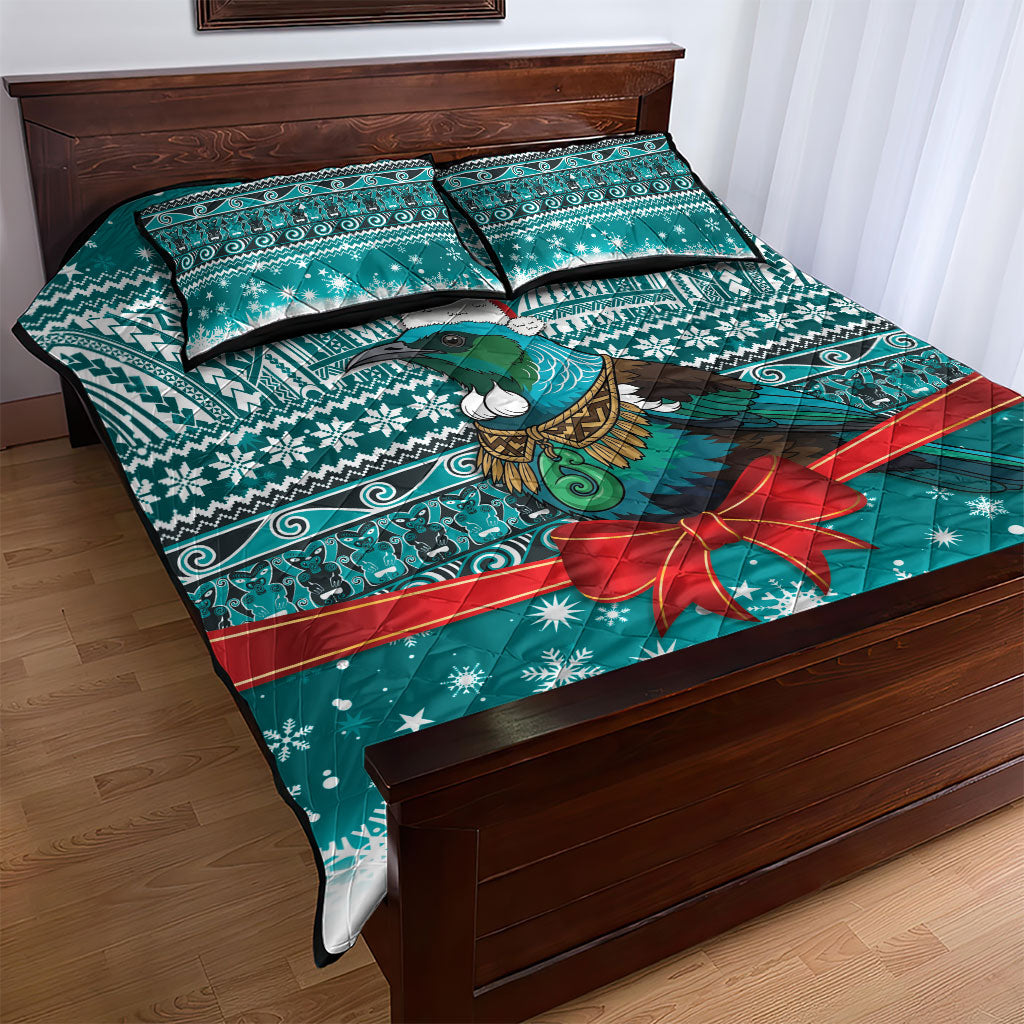 New Zealand Tui Bird Christmas Quilt Bed Set Maori Inspired Knitted Patterns LT9 - Polynesian Pride