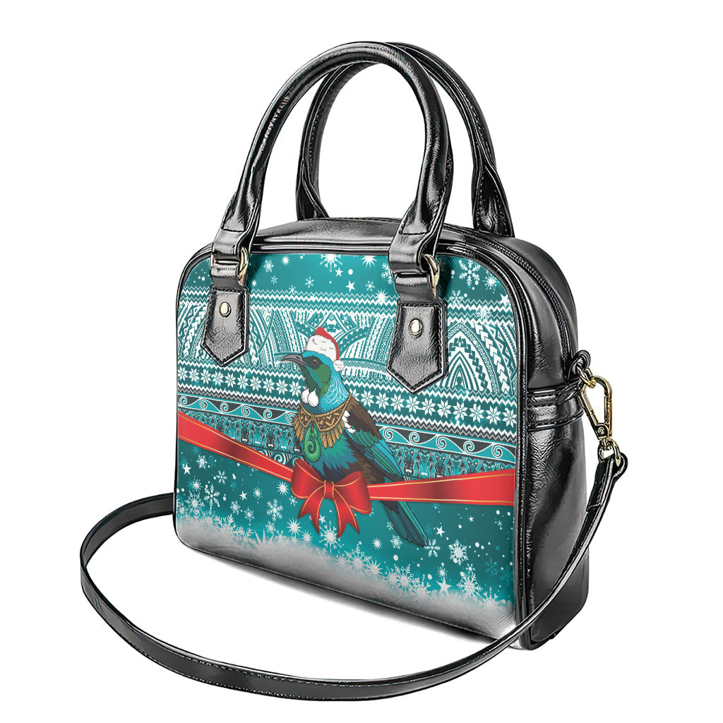 New Zealand Tui Bird Christmas Shoulder Handbag Maori Inspired Knitted Patterns LT9 - Polynesian Pride