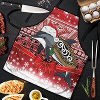 New Zealand Dolphin Terehu Christmas Apron Maori Inspired Knitted Patterns LT9 Red - Polynesian Pride