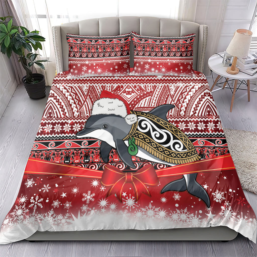 New Zealand Dolphin Terehu Christmas Bedding Set Maori Inspired Knitted Patterns LT9 - Polynesian Pride