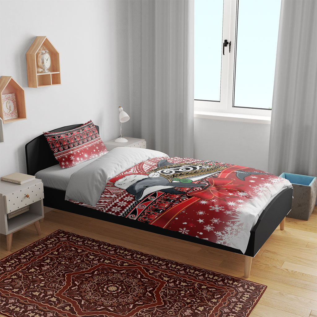 New Zealand Dolphin Terehu Christmas Bedding Set Maori Inspired Knitted Patterns LT9 - Polynesian Pride