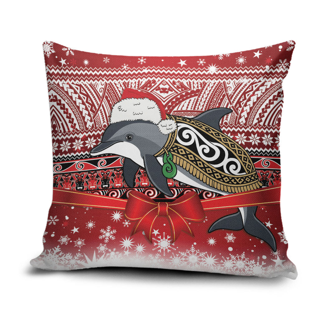 New Zealand Dolphin Terehu Christmas Pillow Cover Maori Inspired Knitted Patterns LT9 Red - Polynesian Pride