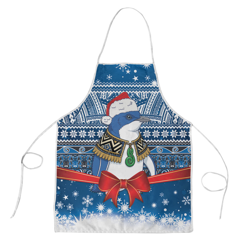 New Zealand Fairy Penguin Korora Christmas Apron Maori Inspired Knitted Patterns LT9 Blue - Polynesian Pride