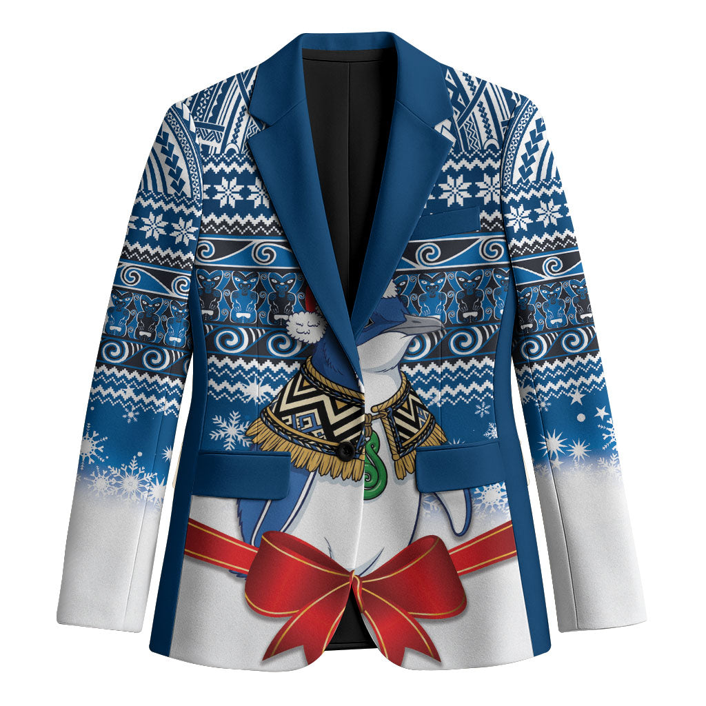 New Zealand Fairy Penguin Korora Christmas Blazer Maori Inspired Knitted Patterns LT9 Unisex Blue - Polynesian Pride