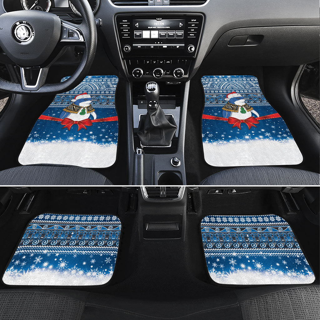 New Zealand Fairy Penguin Korora Christmas Car Mats Maori Inspired Knitted Patterns LT9 Set 4pcs Blue - Polynesian Pride