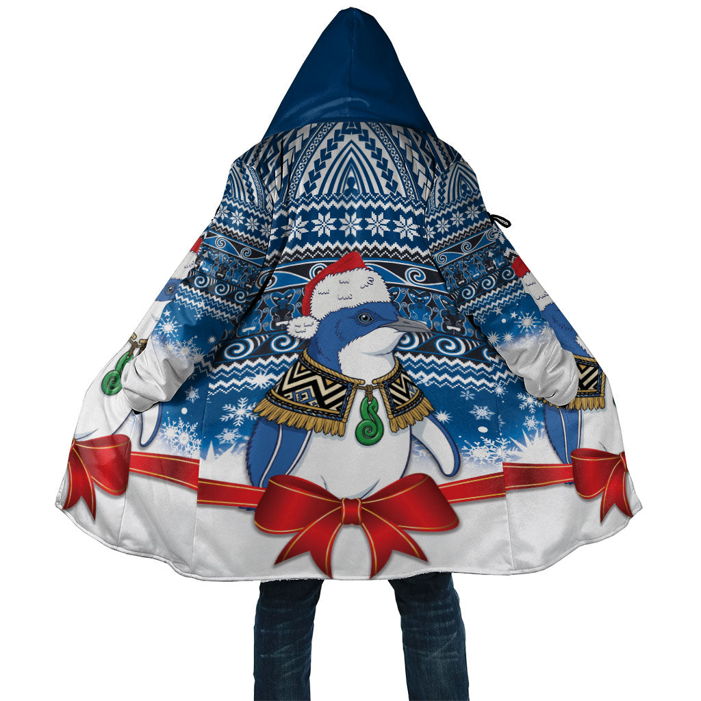 New Zealand Fairy Penguin Korora Christmas Cloak Maori Inspired Knitted Patterns LT9 Unisex Blue - Polynesian Pride
