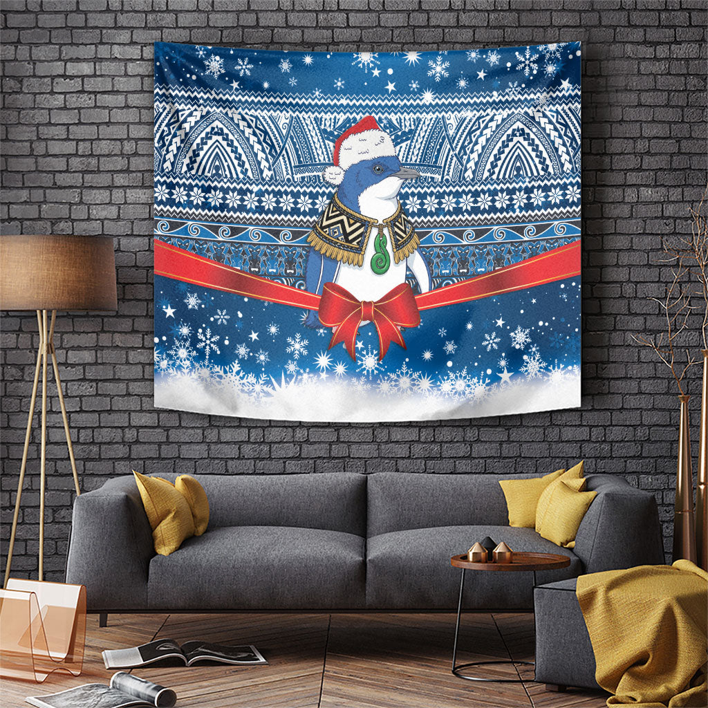 New Zealand Fairy Penguin Korora Christmas Tapestry Maori Inspired Knitted Patterns LT9 Blue - Polynesian Pride