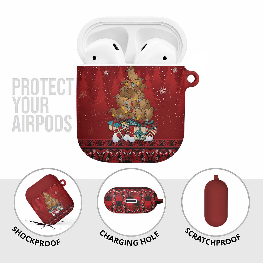 Funny Kiwi Bird Xmas Tree AirPods Case New Zealand Tribal Christmas Spirit LT9 - Polynesian Pride