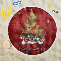 Funny Kiwi Bird Xmas Tree Beach Blanket New Zealand Tribal Christmas Spirit LT9 One Size 150cm Red - Polynesian Pride