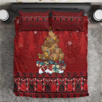 Funny Kiwi Bird Xmas Tree Bedding Set New Zealand Tribal Christmas Spirit LT9 Red - Polynesian Pride