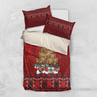Funny Kiwi Bird Xmas Tree Bedding Set New Zealand Tribal Christmas Spirit LT9 US Twin 172cm x 218cm Red - Polynesian Pride
