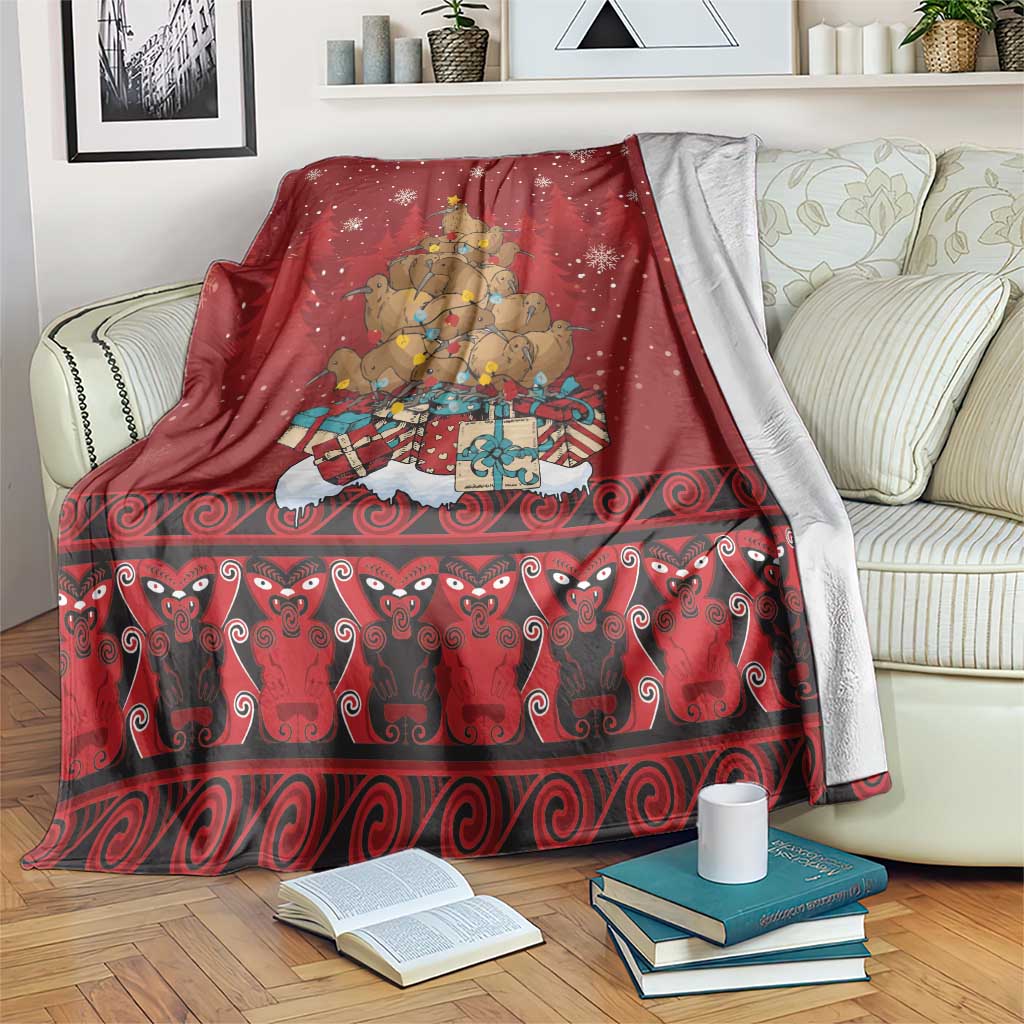 Funny Kiwi Bird Xmas Tree Blanket New Zealand Tribal Christmas Spirit LT9 Red - Polynesian Pride