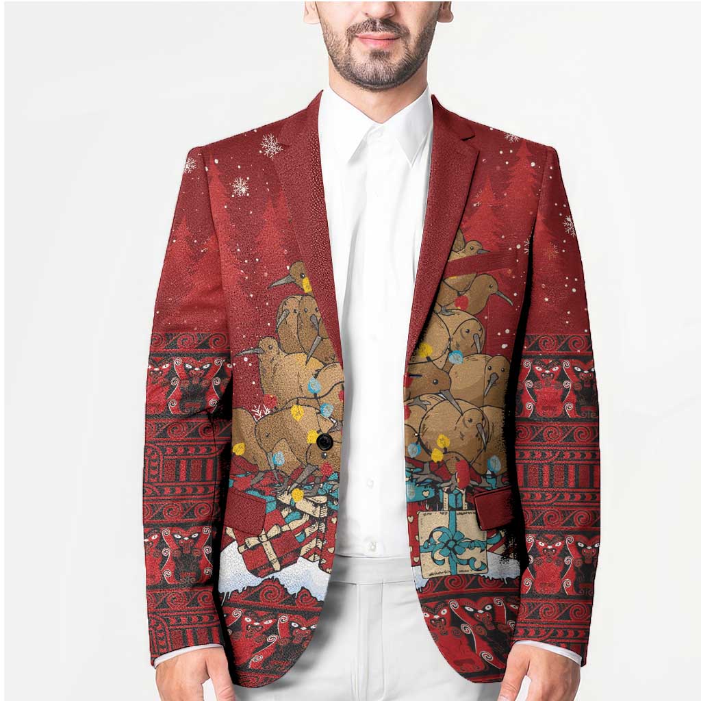 Funny Kiwi Bird Xmas Tree Blazer New Zealand Tribal Christmas Spirit LT9 - Polynesian Pride