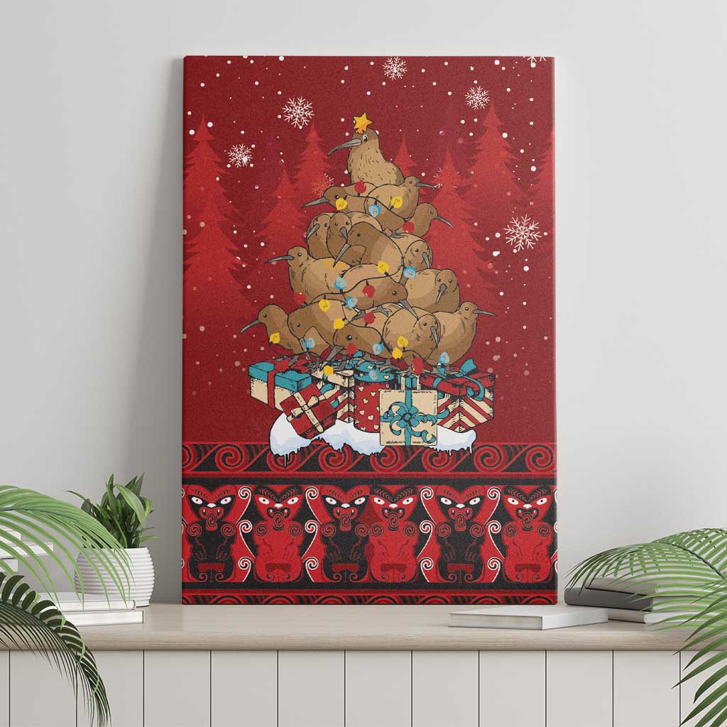 Funny Kiwi Bird Xmas Tree Canvas Wall Art New Zealand Tribal Christmas Spirit LT9 - Polynesian Pride