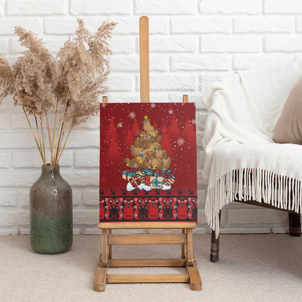 Funny Kiwi Bird Xmas Tree Canvas Wall Art New Zealand Tribal Christmas Spirit LT9 - Polynesian Pride