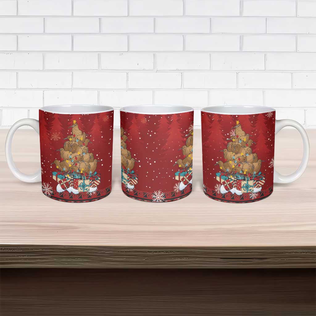 Funny Kiwi Bird Xmas Tree Ceramic Mug New Zealand Tribal Christmas Spirit LT9 - Polynesian Pride