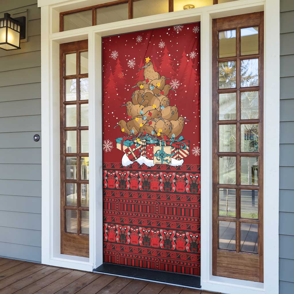 Funny Kiwi Bird Xmas Tree Door Cover New Zealand Tribal Christmas Spirit LT9 - Polynesian Pride