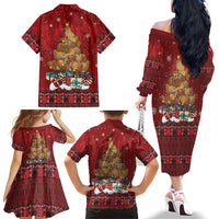 Funny Kiwi Bird Xmas Tree Family Matching Off The Shoulder Long Sleeve Dress and Hawaiian Shirt New Zealand Tribal Christmas Spirit LT9 - Polynesian Pride