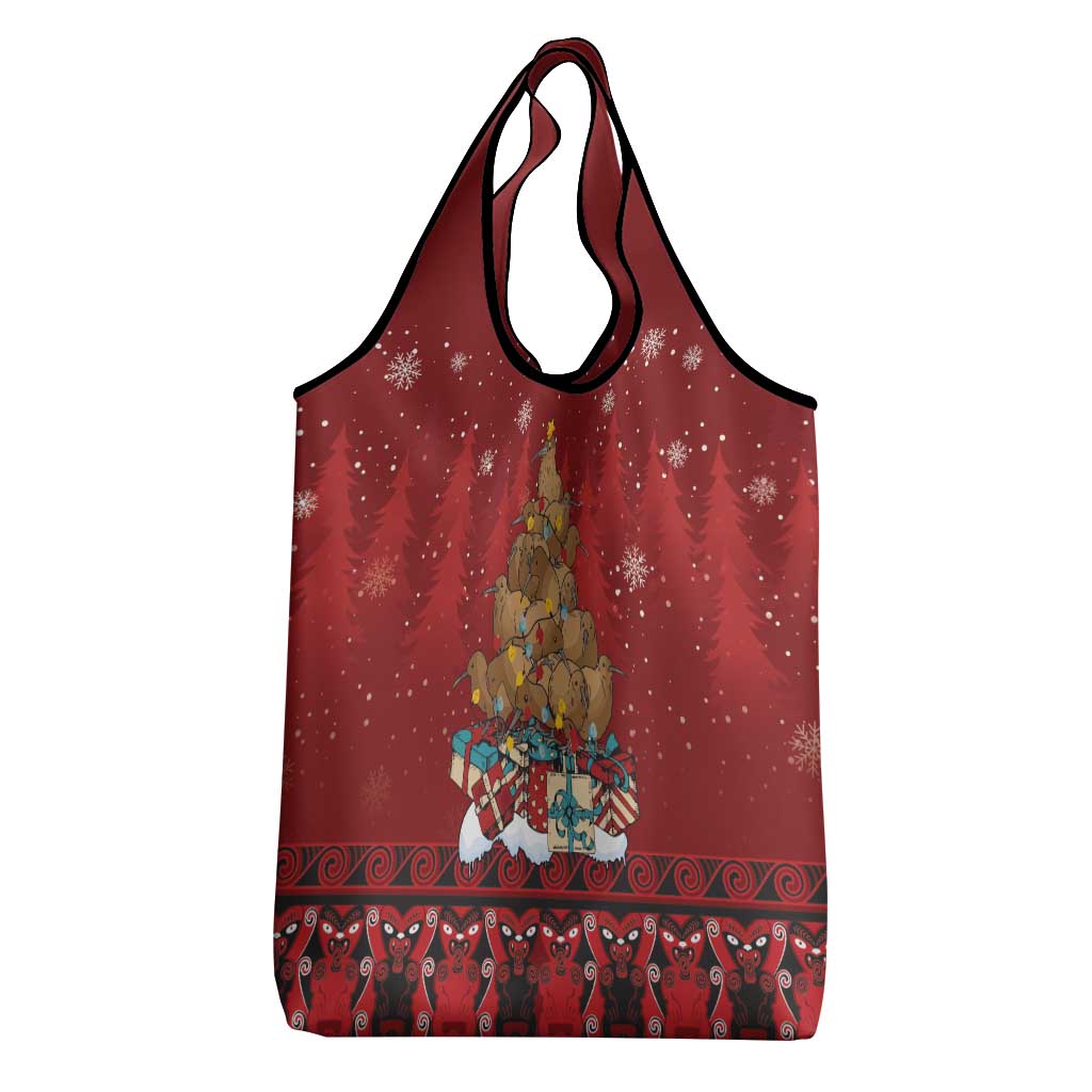 Funny Kiwi Bird Xmas Tree Grocery Bag New Zealand Tribal Christmas Spirit LT9 - Polynesian Pride