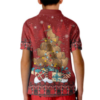 Funny Kiwi Bird Xmas Tree Kid Polo Shirt New Zealand Tribal Christmas Spirit LT9 - Polynesian Pride