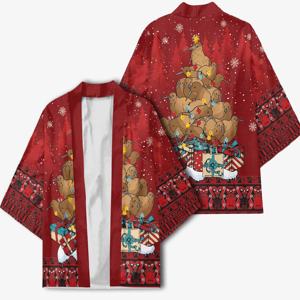 Funny Kiwi Bird Xmas Tree Kimono New Zealand Tribal Christmas Spirit LT9 - Polynesian Pride