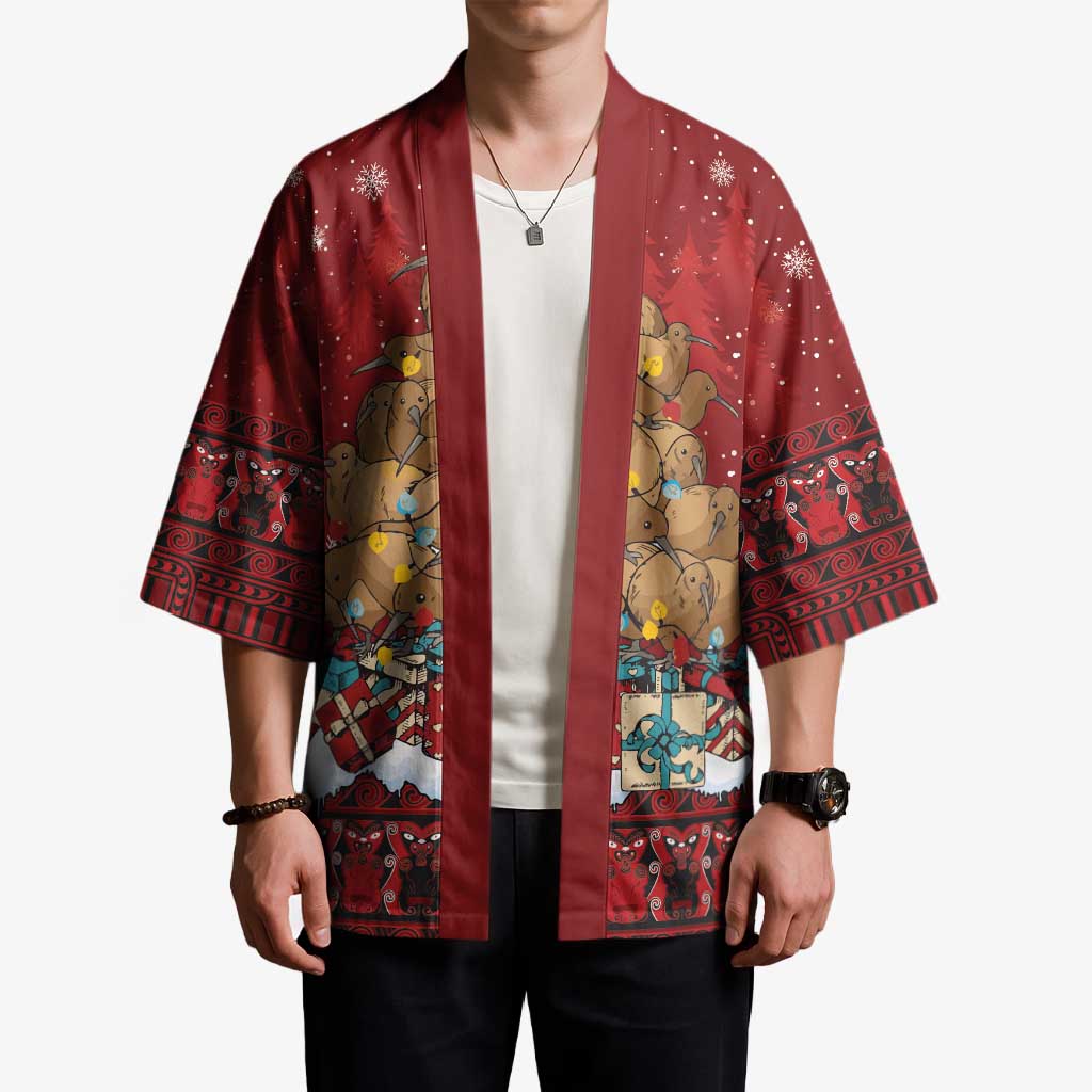 Funny Kiwi Bird Xmas Tree Kimono New Zealand Tribal Christmas Spirit LT9 - Polynesian Pride