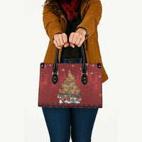 Funny Kiwi Bird Xmas Tree Leather Bag New Zealand Tribal Christmas Spirit LT9 - Polynesian Pride