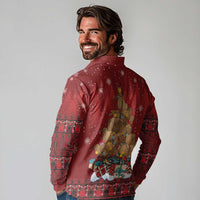 Funny Kiwi Bird Xmas Tree Long Sleeve Polo Shirt New Zealand Tribal Christmas Spirit LT9 - Polynesian Pride