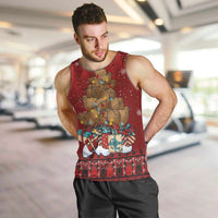 Funny Kiwi Bird Xmas Tree Men Tank Top New Zealand Tribal Christmas Spirit LT9 Red - Polynesian Pride