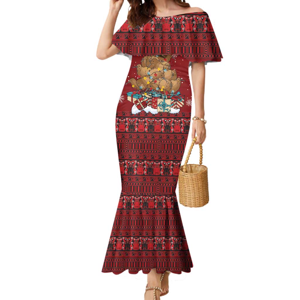 Funny Kiwi Bird Xmas Tree Mermaid Dress New Zealand Tribal Christmas Spirit - Polynesian Pride