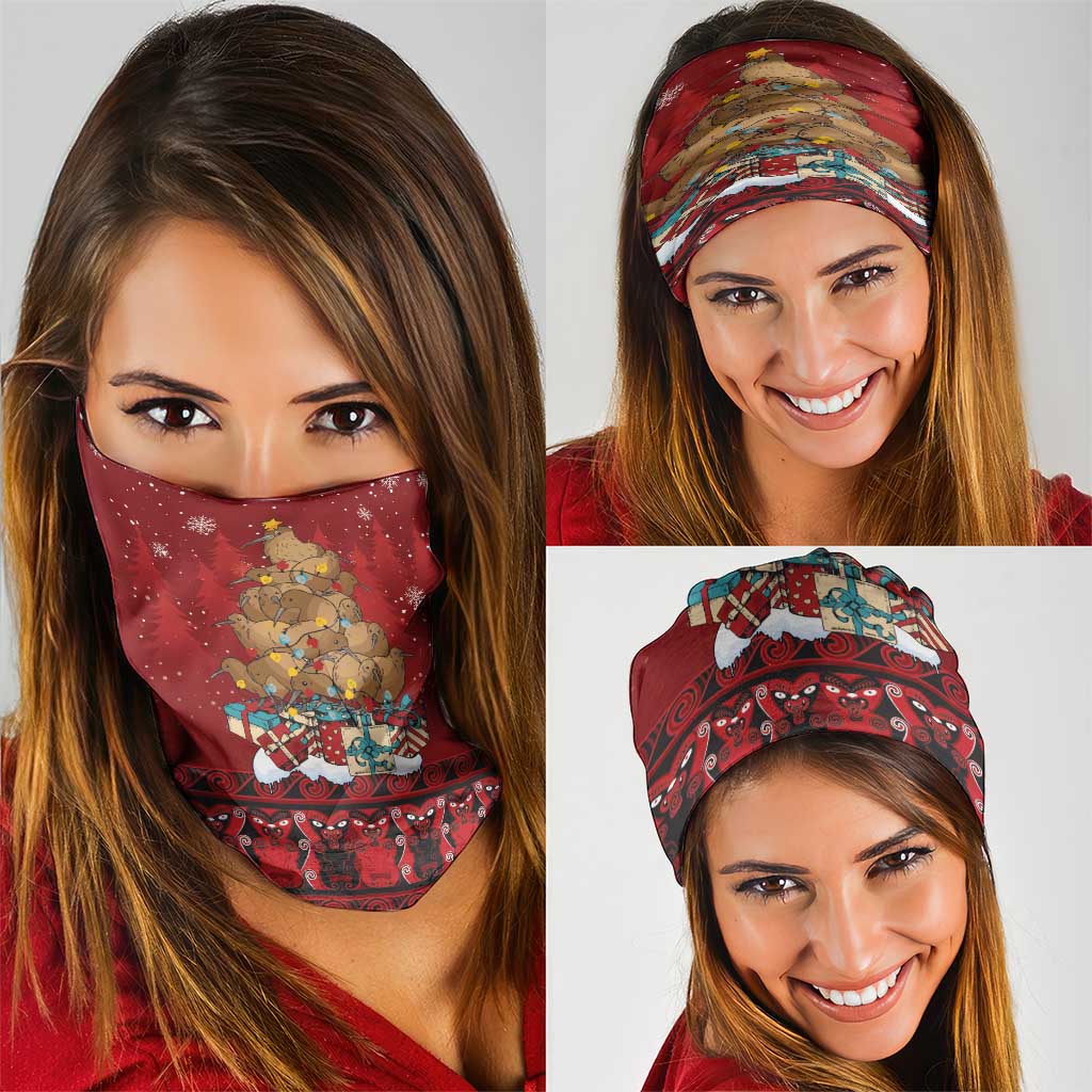 Funny Kiwi Bird Xmas Tree Neck Gaiter New Zealand Tribal Christmas Spirit LT9 - Polynesian Pride