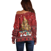 Funny Kiwi Bird Xmas Tree Off Shoulder Sweater New Zealand Tribal Christmas Spirit LT9 - Polynesian Pride