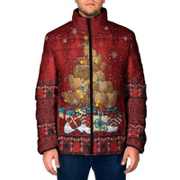 Funny Kiwi Bird Xmas Tree Padded Jacket New Zealand Tribal Christmas Spirit LT9 Men Red - Polynesian Pride