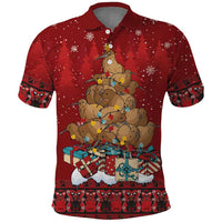 Funny Kiwi Bird Xmas Tree Polo Shirt New Zealand Tribal Christmas Spirit LT9 Red - Polynesian Pride