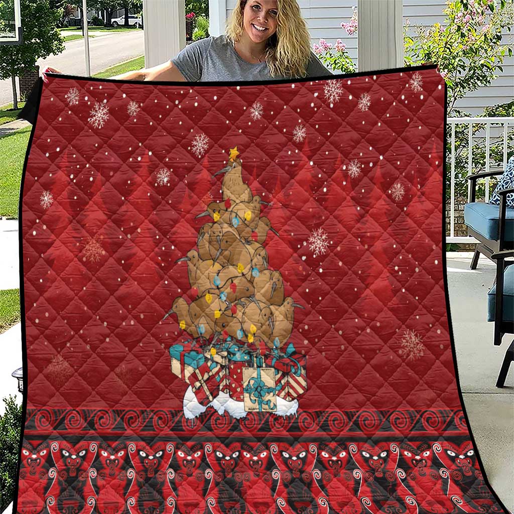 Funny Kiwi Bird Xmas Tree Quilt New Zealand Tribal Christmas Spirit - Polynesian Pride