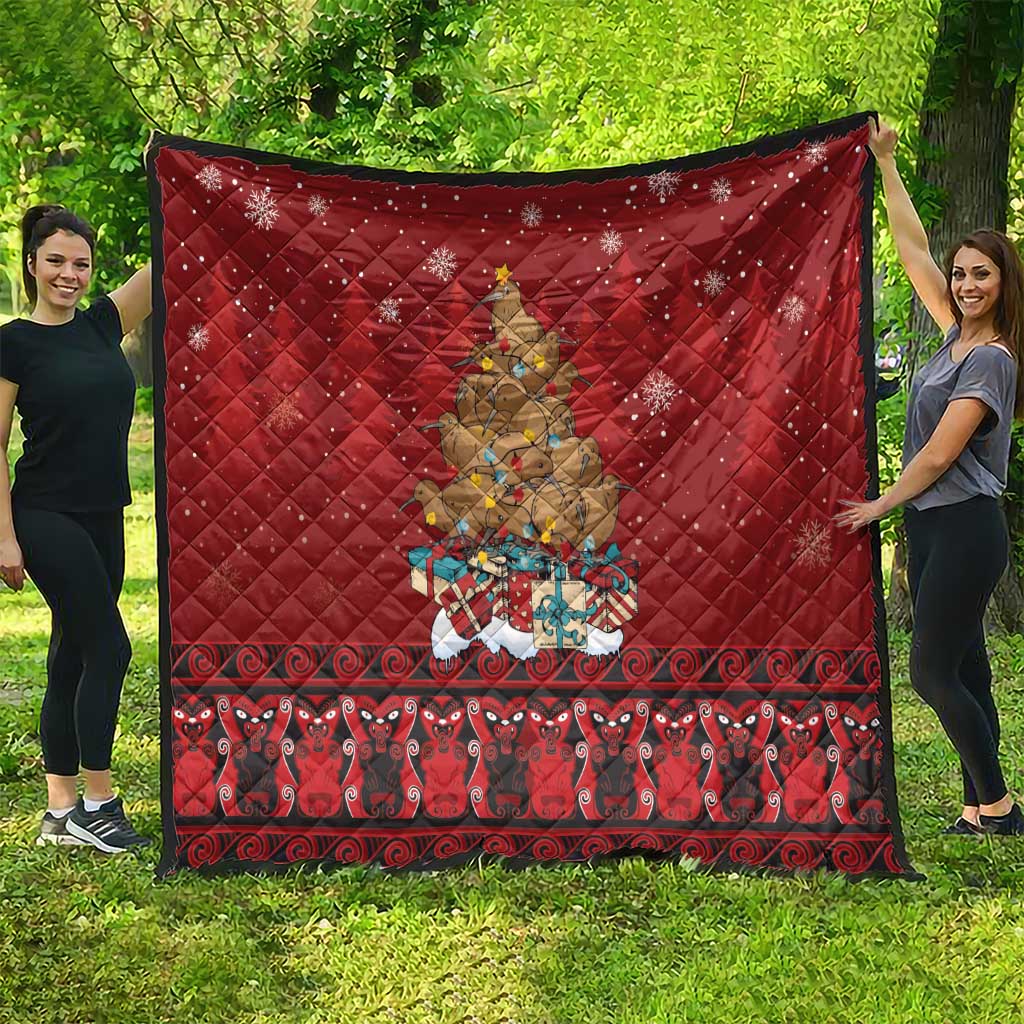 Funny Kiwi Bird Xmas Tree Quilt New Zealand Tribal Christmas Spirit LT9 - Polynesian Pride